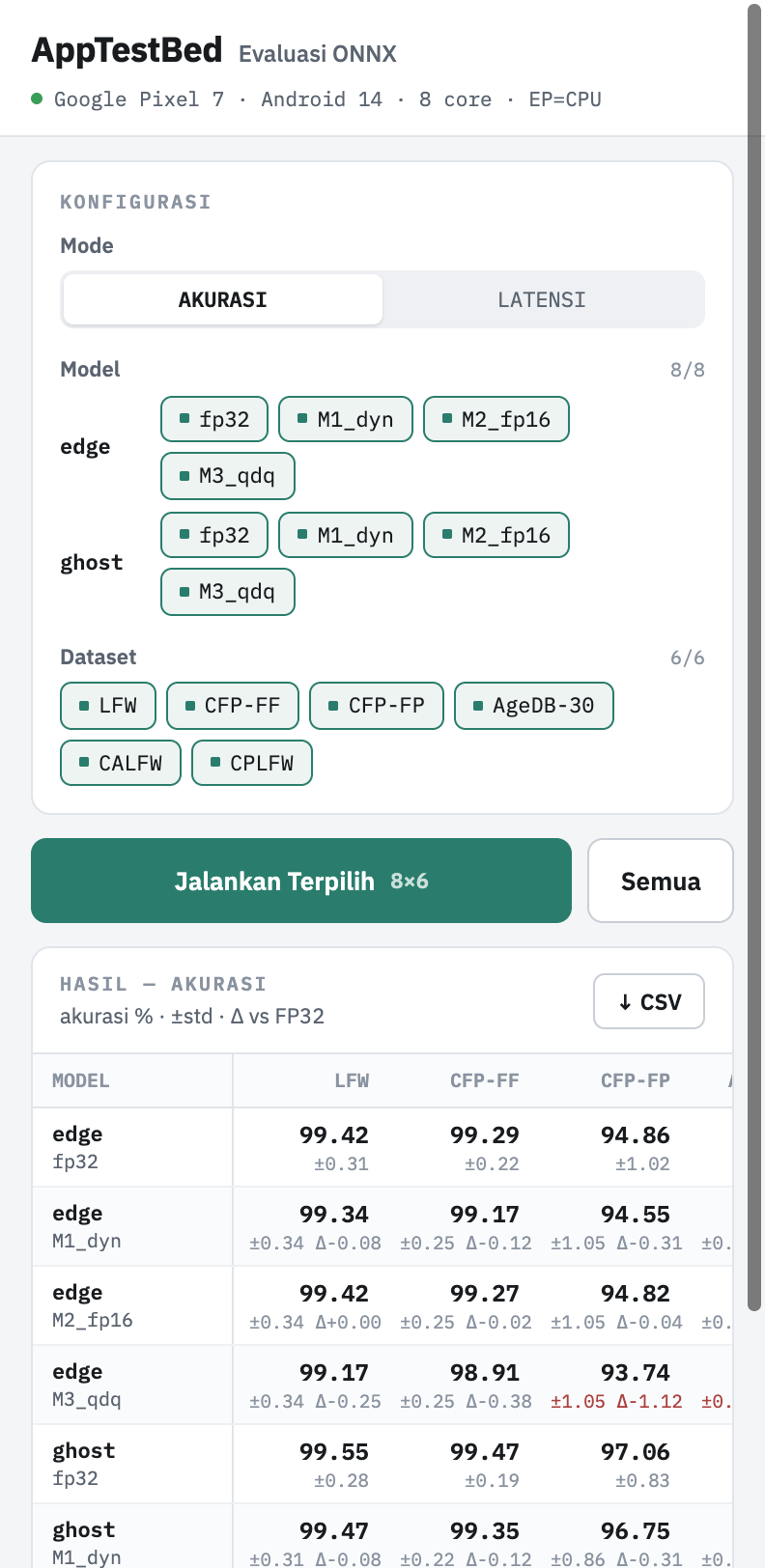 Edge AI Benchmark screenshot